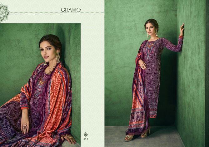 Gramo Bandhej 1 Velvet Digital Printed Casual Wear Pashmina Collection